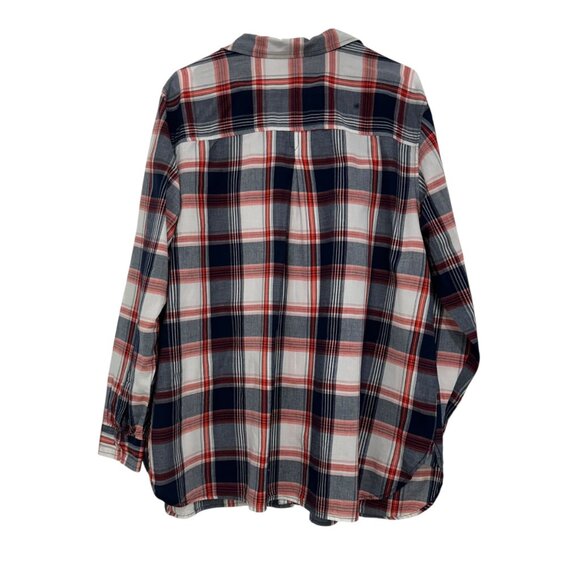 Old Navy Women SZ XXL Plaid Classic Shirt Red/Blue Button-Down Top Cotton Fabric - Picture 7 of 10